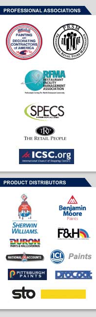 Professional Associations: PDCA, PRSM, RFMA, Specs, TRP, ICSC.org. Product Distributors: Sherwin Williams, Benjamin MooreDuron, F&H, National Accounts, ICI Paints, Pittsburgh Paints, DroCoat, Sto